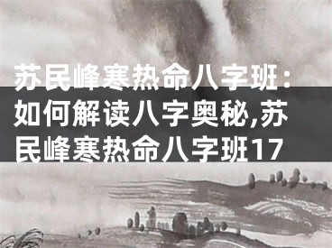 苏民峰寒热命八字班：如何解读八字奥秘,苏民峰寒热命八字班17