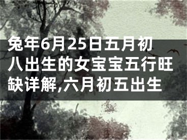 兔年6月25日五月初八出生的女宝宝五行旺缺详解,六月初五出生
