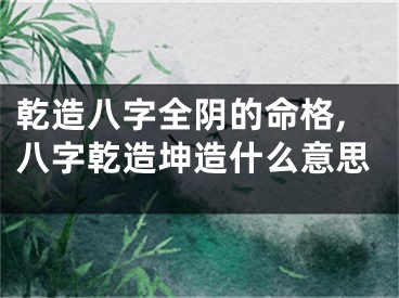 乾造八字全阴的命格,八字乾造坤造什么意思