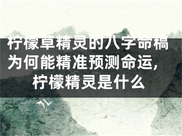 柠檬草精灵的八字命稿为何能精准预测命运,柠檬精灵是什么