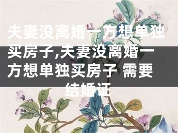 夫妻没离婚一方想单独买房子,夫妻没离婚一方想单独买房子 需要结婚证