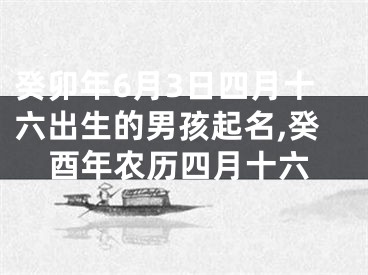 癸卯年6月3日四月十六出生的男孩起名,癸酉年农历四月十六