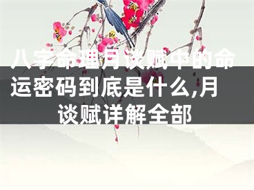 八字命理月谈赋中的命运密码到底是什么,月谈赋详解全部