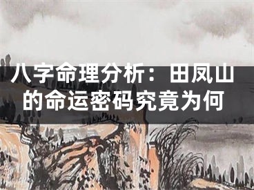 八字命理分析：田凤山的命运密码究竟为何