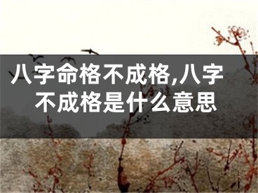 八字命格不成格,八字不成格是什么意思