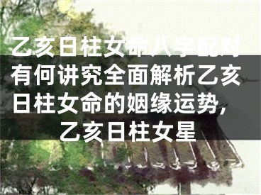 乙亥日柱女命八字配对有何讲究全面解析乙亥日柱女命的姻缘运势,乙亥日柱女星