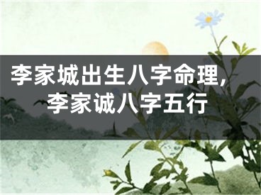 李家城出生八字命理,李家诚八字五行