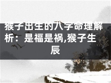 猴子出生的八字命理解析：是福是祸,猴子生辰