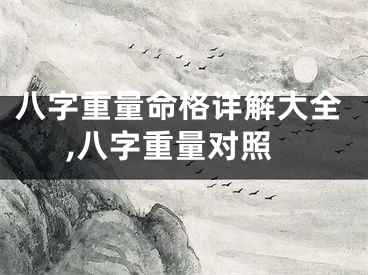 八字重量命格详解大全,八字重量对照