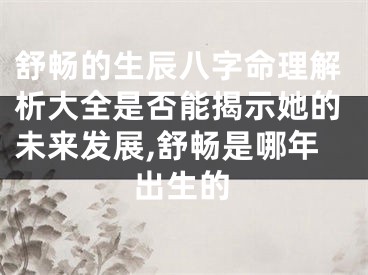 舒畅的生辰八字命理解析大全是否能揭示她的未来发展,舒畅是哪年出生的