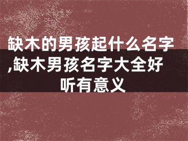缺木的男孩起什么名字,缺木男孩名字大全好听有意义