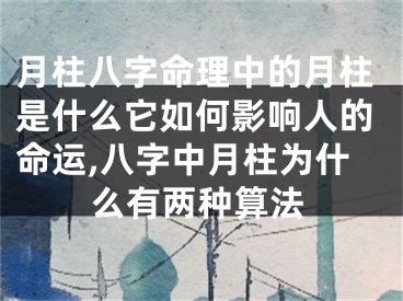 月柱八字命理中的月柱是什么它如何影响人的命运,八字中月柱为什么有两种算法