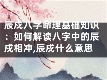 辰戍八字命理基础知识：如何解读八字中的辰戍相冲,辰戍什么意思