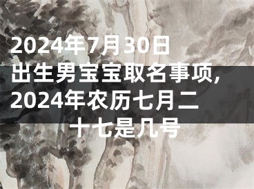 2024年7月30日出生男宝宝取名事项,2024年农历七月二十七是几号