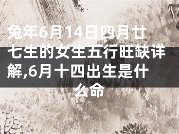 兔年6月14日四月廿七生的女生五行旺缺详解,6月十四出生是什么命