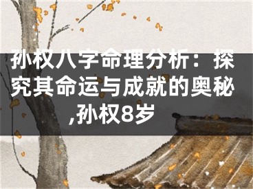 孙权八字命理分析：探究其命运与成就的奥秘,孙权8岁