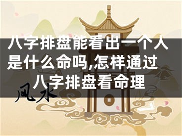 八字排盘能看出一个人是什么命吗,怎样通过八字排盘看命理