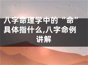 八字命理学中的“命”具体指什么,八字命例讲解