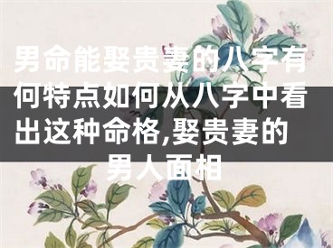 男命能娶贵妻的八字有何特点如何从八字中看出这种命格,娶贵妻的男人面相