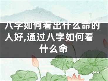 八字如何看出什么命的人好,通过八字如何看什么命