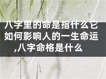 八字里的命是指什么它如何影响人的一生命运,八字命格是什么