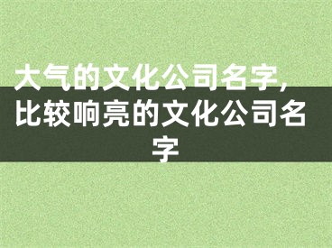 大气的文化公司名字,比较响亮的文化公司名字