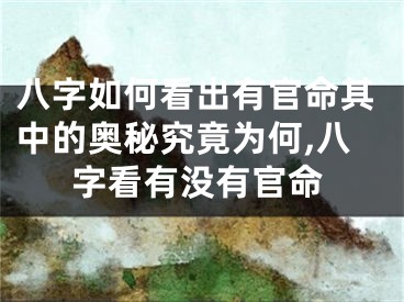 八字如何看出有官命其中的奥秘究竟为何,八字看有没有官命