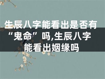 生辰八字能看出是否有“鬼命”吗,生辰八字能看出姻缘吗