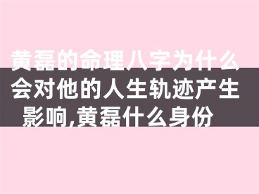 黄磊的命理八字为什么会对他的人生轨迹产生影响,黄磊什么身份