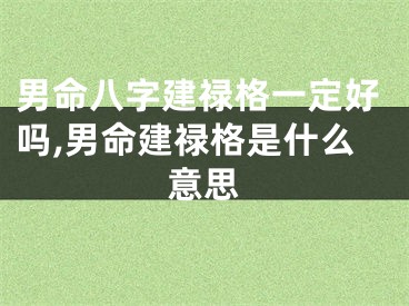 男命八字建禄格一定好吗,男命建禄格是什么意思
