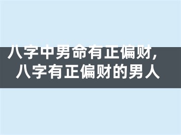 八字中男命有正偏财,八字有正偏财的男人