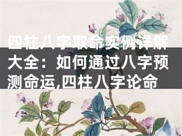 四柱八字取命实例详解大全：如何通过八字预测命运,四柱八字论命