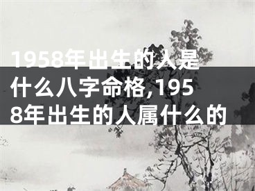 1958年出生的人是什么八字命格,1958年出生的人属什么的