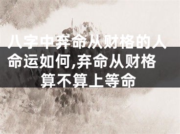 八字中弃命从财格的人命运如何,弃命从财格算不算上等命