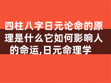 四柱八字日元论命的原理是什么它如何影响人的命运,日元命理学