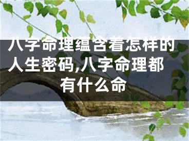 八字命理蕴含着怎样的人生密码,八字命理都有什么命
