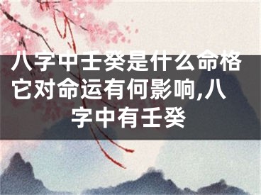 八字中壬癸是什么命格它对命运有何影响,八字中有壬癸