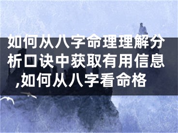 如何从八字命理理解分析口诀中获取有用信息,如何从八字看命格