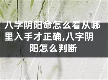 八字阴阳命怎么看从哪里入手才正确,八字阴阳怎么判断