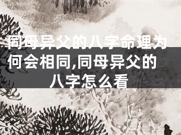同母异父的八字命理为何会相同,同母异父的八字怎么看
